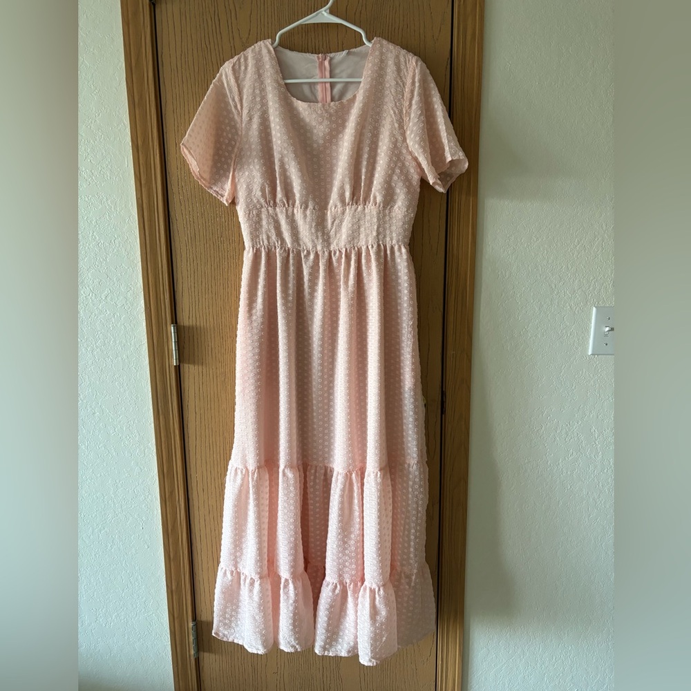 Prom/ Spring Wedding Guest/Church/Birthday Party/ Cottagecore Blush Pink Dress